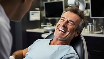 Happy, laughing dental patient