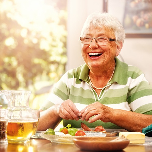 Dentures soaking in solution