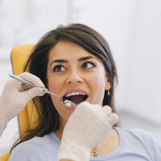 A woman receiving dental care