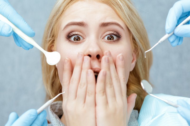 Fearful-looking dental patient